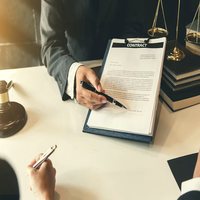 Assinatura de contratos em reunião corporativa